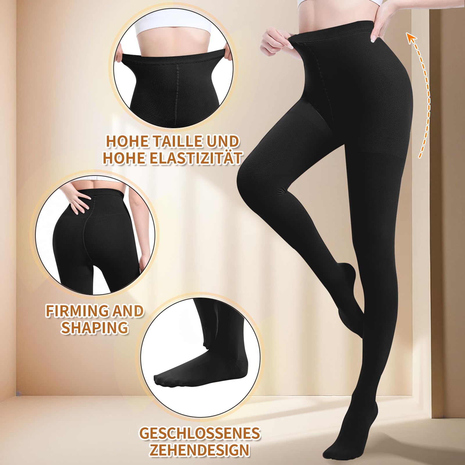 Bas de compression médicaux pour femme, longs, 20-30 mmHg - Bas de contention pour homme, opaques - Pantalon de compression classe 2 - Convient pour les œdèmes varices, TVT
