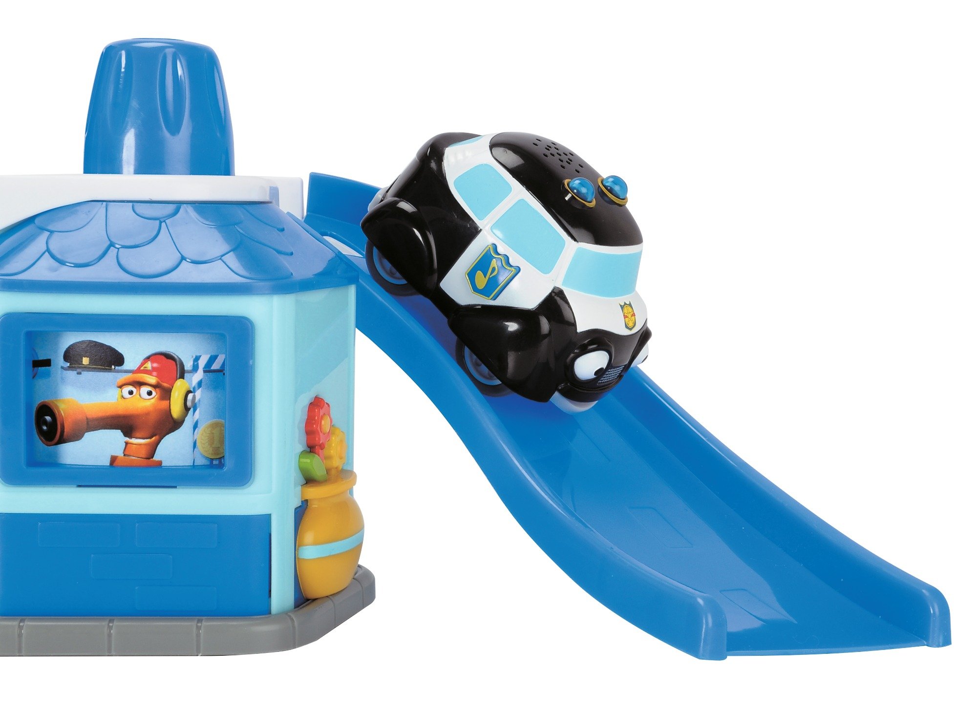 Dickie Toys - Helden der Stadt, die Polizei-Station inkl. Hektor Helikopter mit Licht, originalen Liedern, Sounds und vielen Funktionen, inkl. Sammelkarte mit Geheimcode