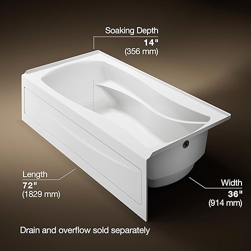 Miniatura 3 de Mariposa 72.0 in x 36.0 in baño con delantal integral, brida integral y drenaje a la derecha