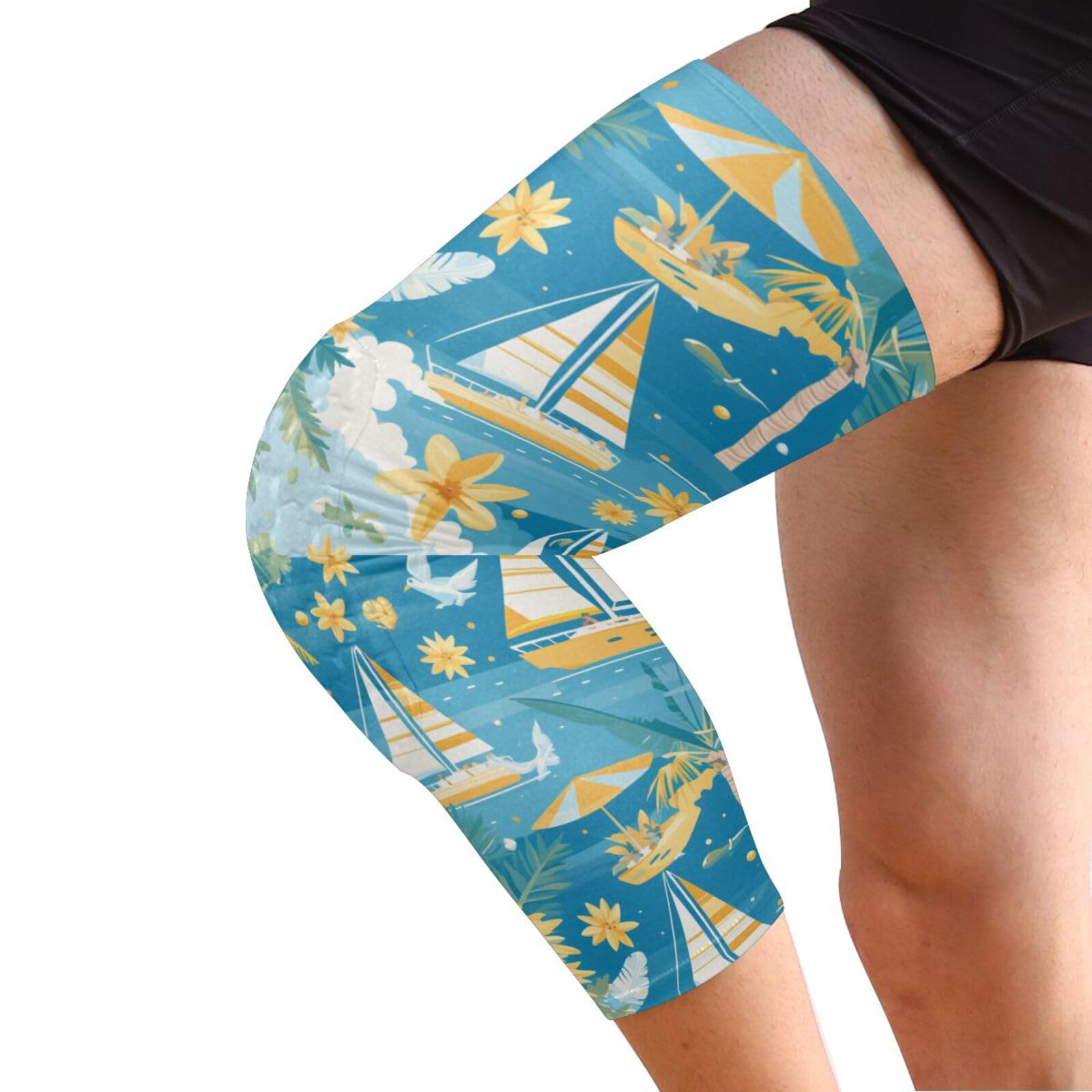 JUNZAN Catrtoon Hawaii Basketball Knee Pads for Youth Kids Wrestling Knee Pads with Sleeves Sport Kneepads for Volleyball Football