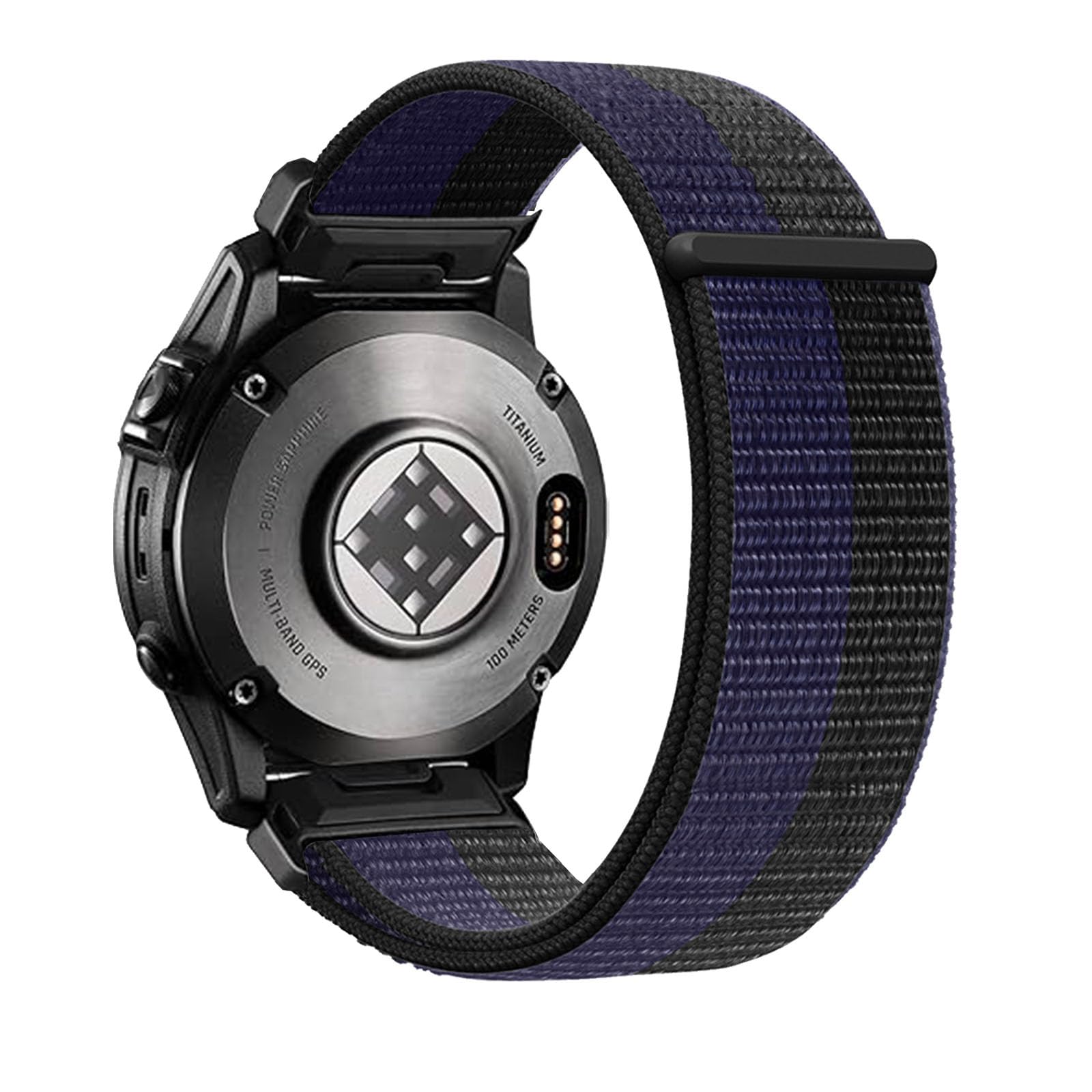 EKINGEEK 22mm Quickfit Nylon Watch Strap for Garmin Fenix 6/6 Pro/7/7 Pro/8 47mm, Soft Hook and Loop Replacement Sport Band for Epix Pro Gen 2 47mm, Forerunner 965/955/945 Black Blue (Black) — image 1