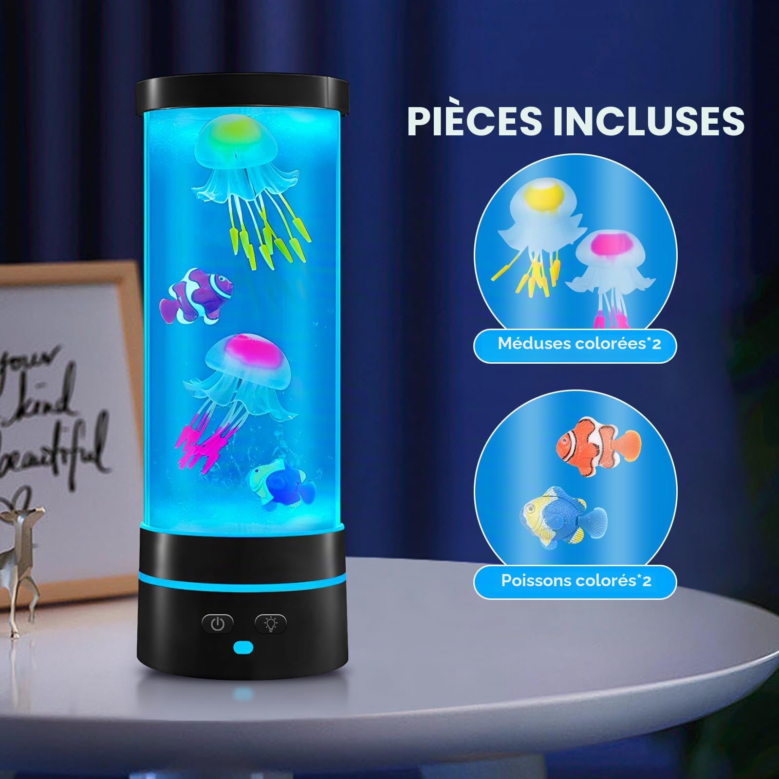 Lampe LED Méduse - 17 Couleurs - Ronde - Décoration Intérieure avec Télécommande - Cadeau Noël Enfants