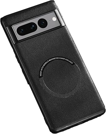 Magnetic Case for Google Pixel 7 Pro, Leather Anti-Fingerprint Phone Cover Compatible with MagSafe, Slim Fit Shockproof Protective Phone Case for Pixel 7 Pro Case Black