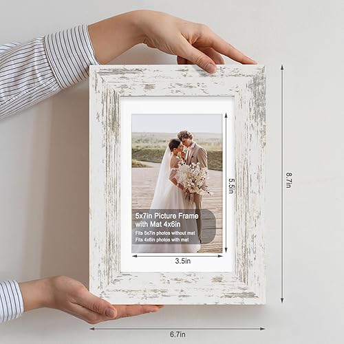 Vista 2 de Juego de 4 portarretratos de 5 x 7 pulgadas, de vidrio real y marco de madera multicolor, exhibición en pared o mesa, para fotos de 4 x 6 pulgadas