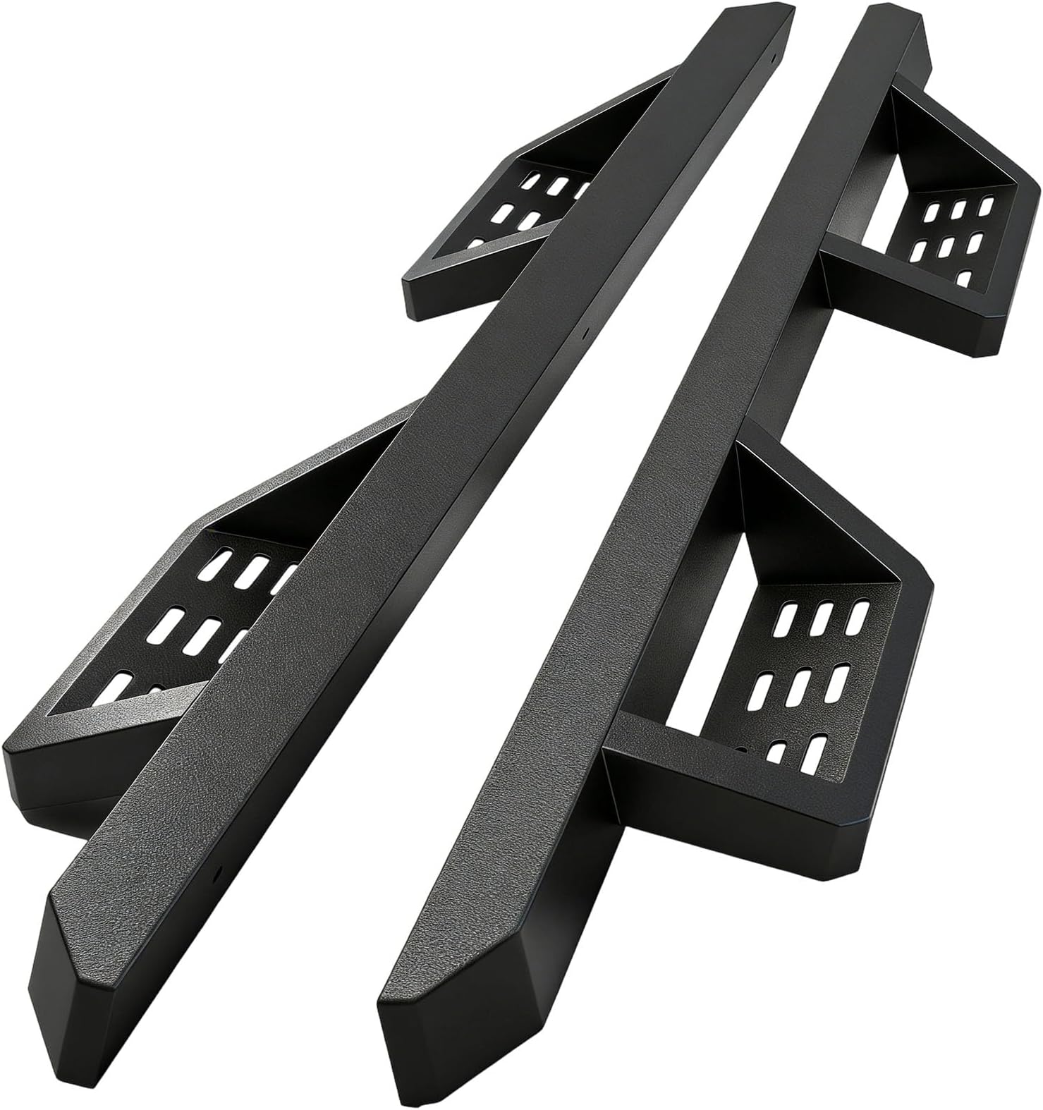 Double Cab Running Boards Side Steps Compatible with 2024 2025 2026 Toyota Tacoma Double Cab (4 Full Size Doors) - Black Textured 2-Tier Steel Drop Down Side Steps
