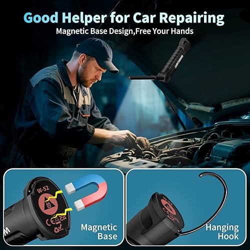 Miniatura 3 de Linterna de trabajo LED, Suranew COB luces de trabajo recargables con base magnética de rotación de 360 grados y 5 modos de luz de inundación Negro