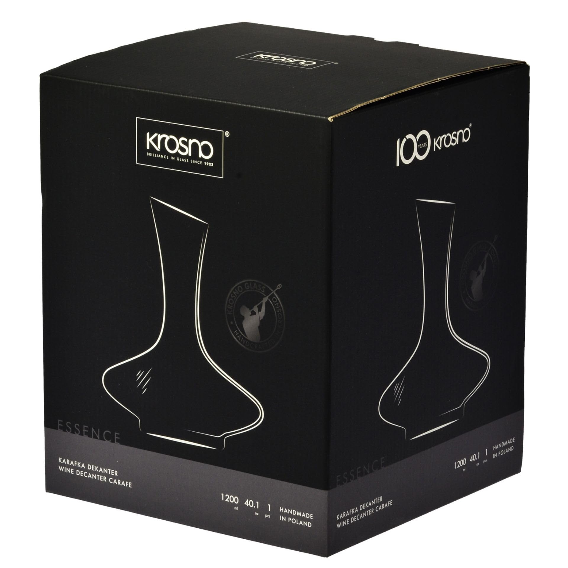 Krosno Décanteur Essence 1200 ml, verrerie artisanale, design élégant et fonctionnel, parfait pour décanter et servir le vin | Cristal sans plomb | Verre sans plomb, design élégant et fonctionnel, parfait pour décanter et servir du vin