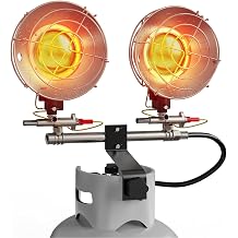 Buyplus Propane Heater 30,000BTU, Portable Outdoor Propane Heater with 3 Adjustable Modes & Safety Shut-off Valve, 30 Rotating Double Tank Top Tent Heaters for Camping, Fishing, Outdoor Use, Red