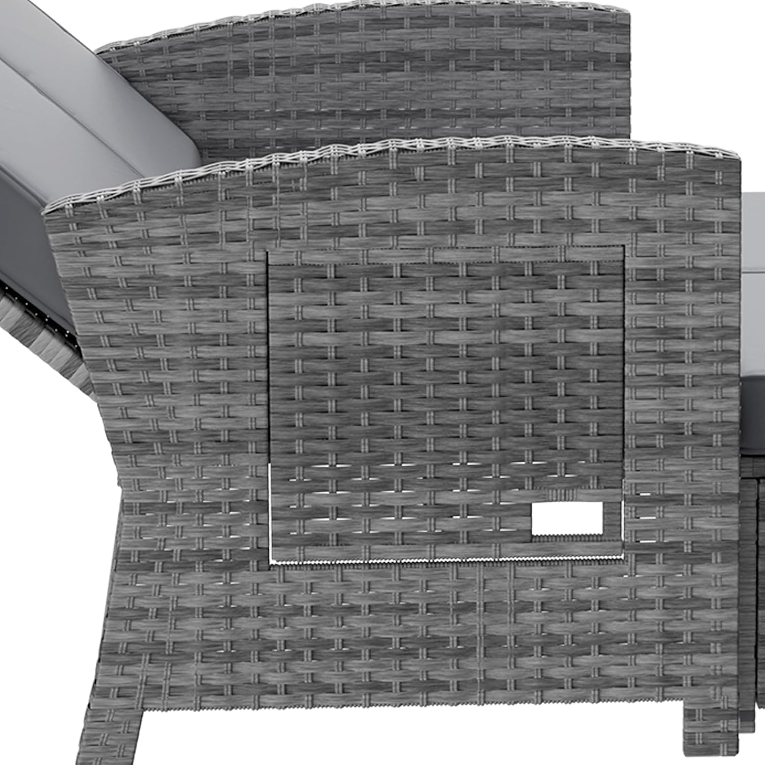 DECMICO 2-Piece Outdoor Wicker Chaise Lounge Chair Set, Infinite Adjustable Backrest with Removable Cushion–Perfect for Yard, Garden, Backyard