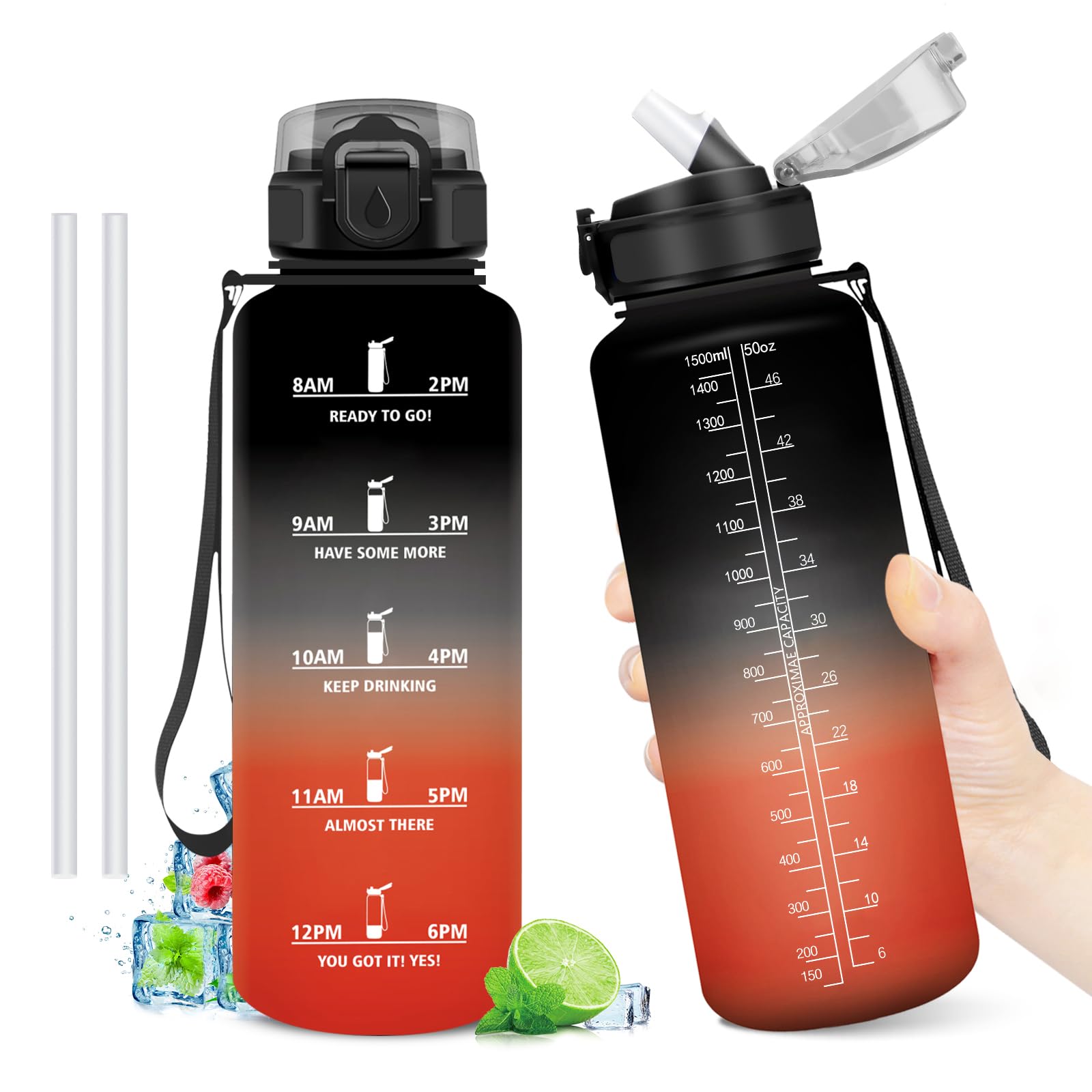 KollyKolla Sports Water Bottle with Straw