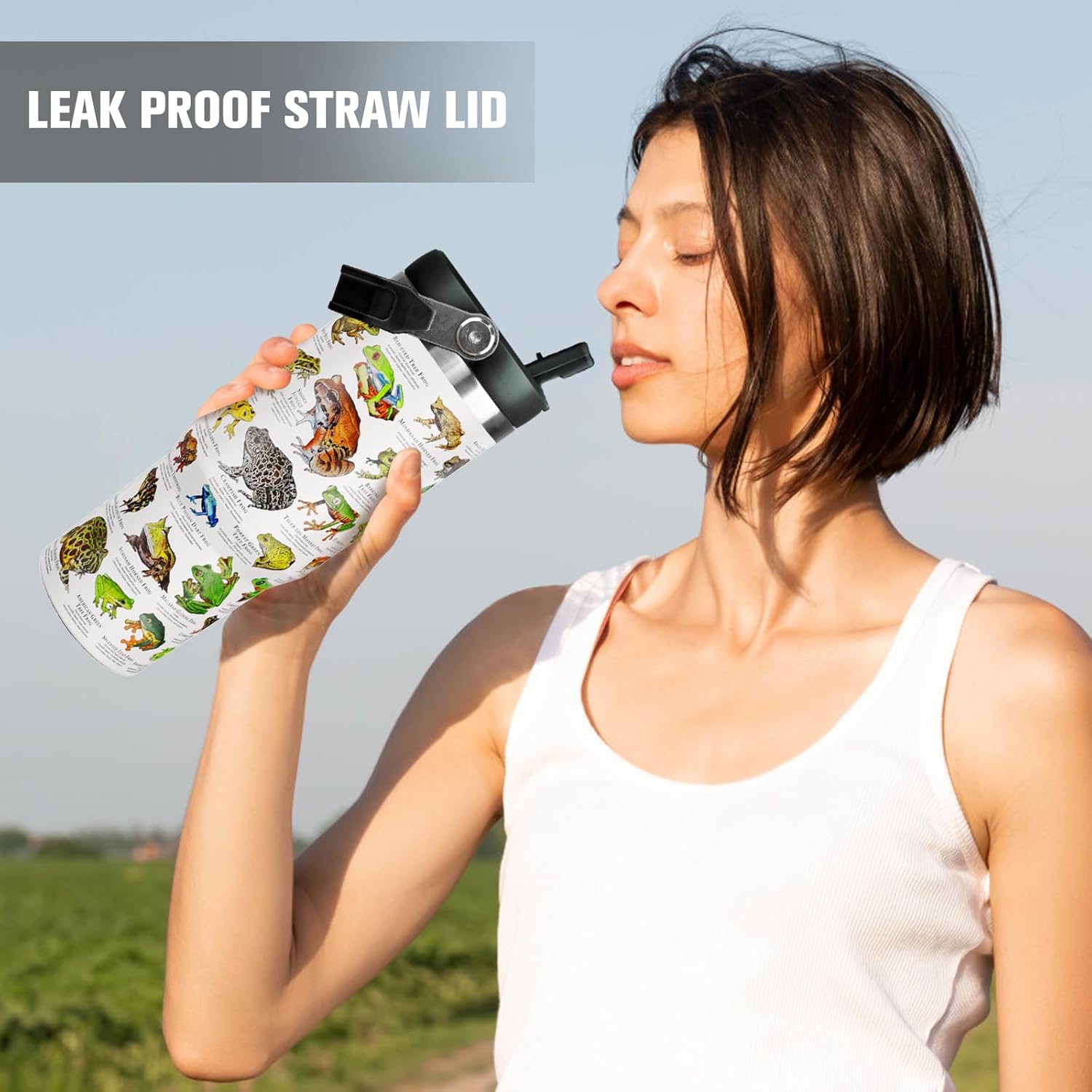 30 oz Frog Tumbler With Handle and Straw, 30oz Flip Straw Tumbler Insulated Coffee Travel Mugs Cup Water Bottle Gifts for Frog Lovers Women Girls - Image 5