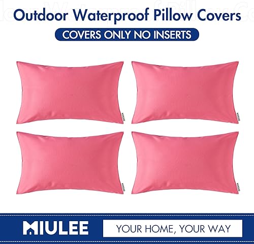 Miniatura 6 de Miulee - Paquete de 4 fundas de cojín decorativas, para exteriores, con revestimiento de poliuretano, impermeable, para sala de estar, sofá, tienda,