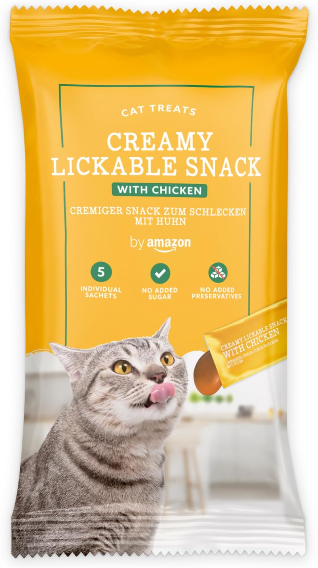 by Amazon Cat Treat - Lickable Snack - Chicken 5x15g, 75g