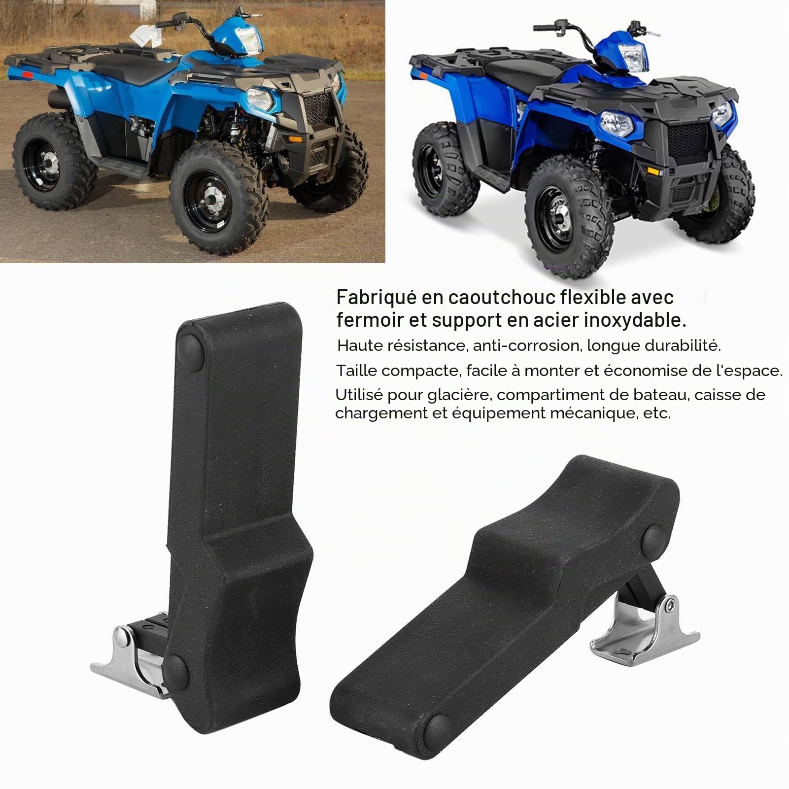 2 loquets de rangement avant en caoutchouc compatibles avec Sportsman 450, 570, 850,1000 Touring ETX 7081927