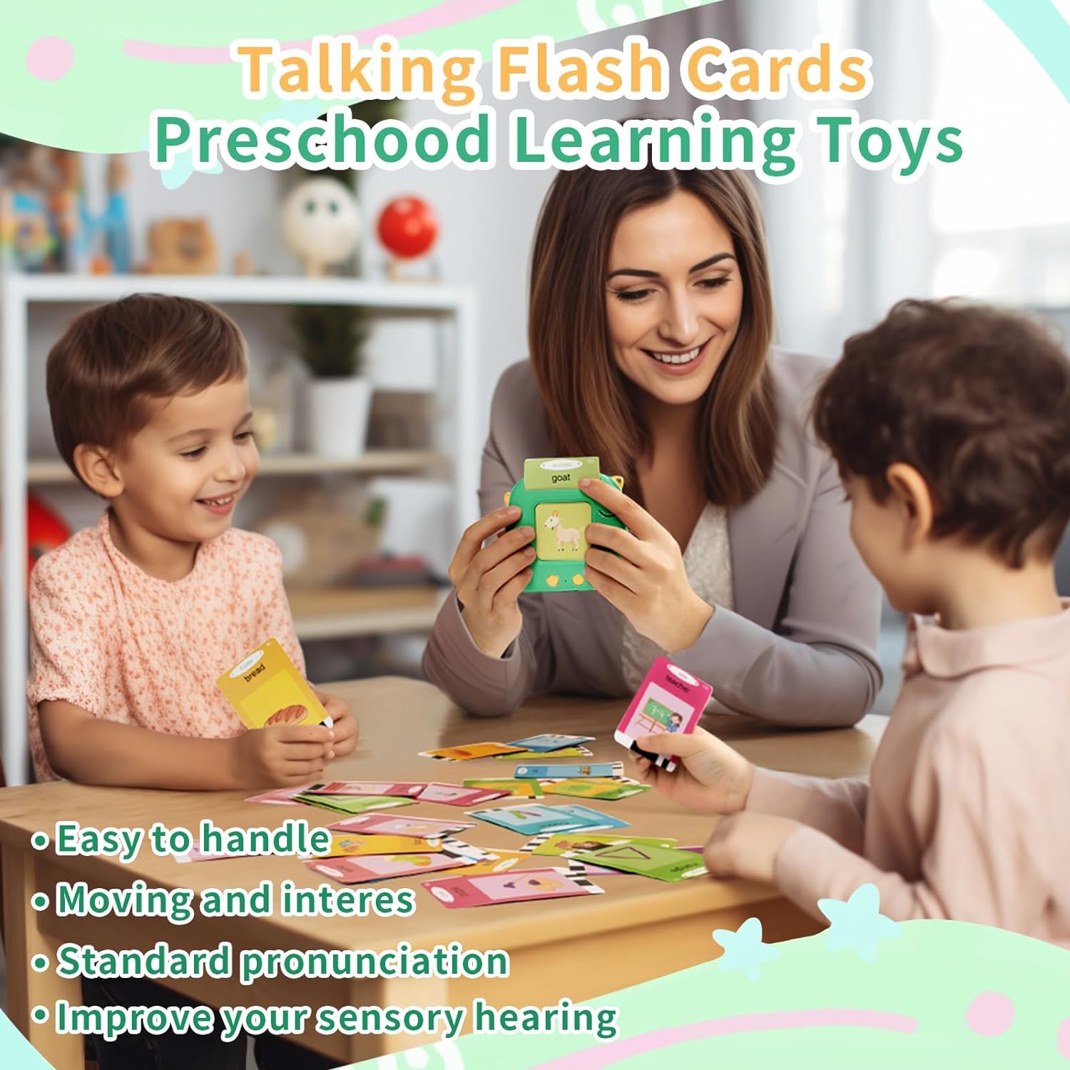 Afufu Gioco Educativo 2 3 4 5 6 Anni Montessori Schede Flash Cards Parlanti 112 Fogli 224 Parole, Carta Flash Giocattoli Apprendimento per Bambini, Giochi Educativi Regali di Compleanno(Italiano)