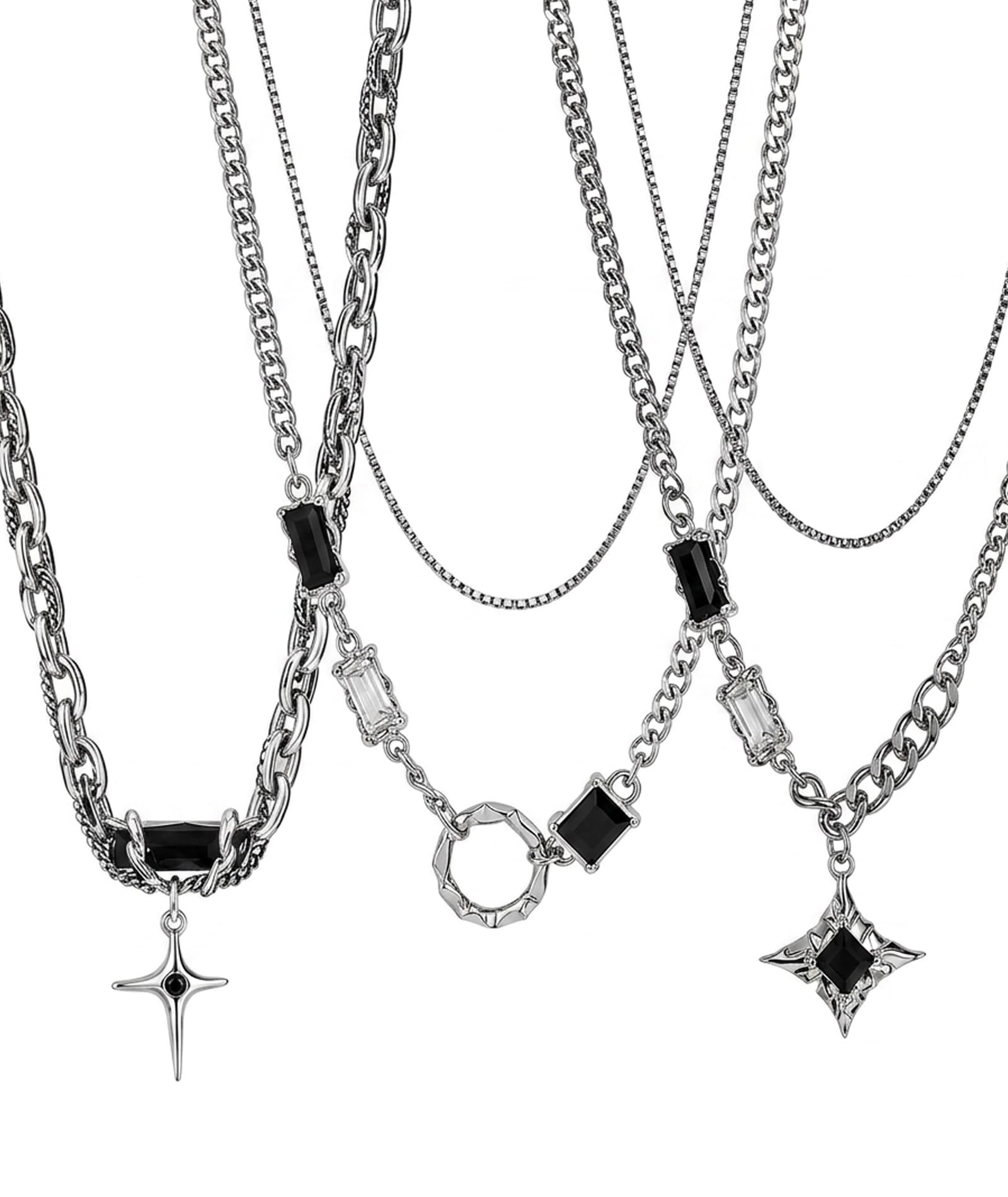 3-Piece Mens Gothic Jewellery Set, Stylish Dark Aesthetic Necklace for Men, Alternative Fashion Accessories for Everyday Wear and Theme Parties-image-24