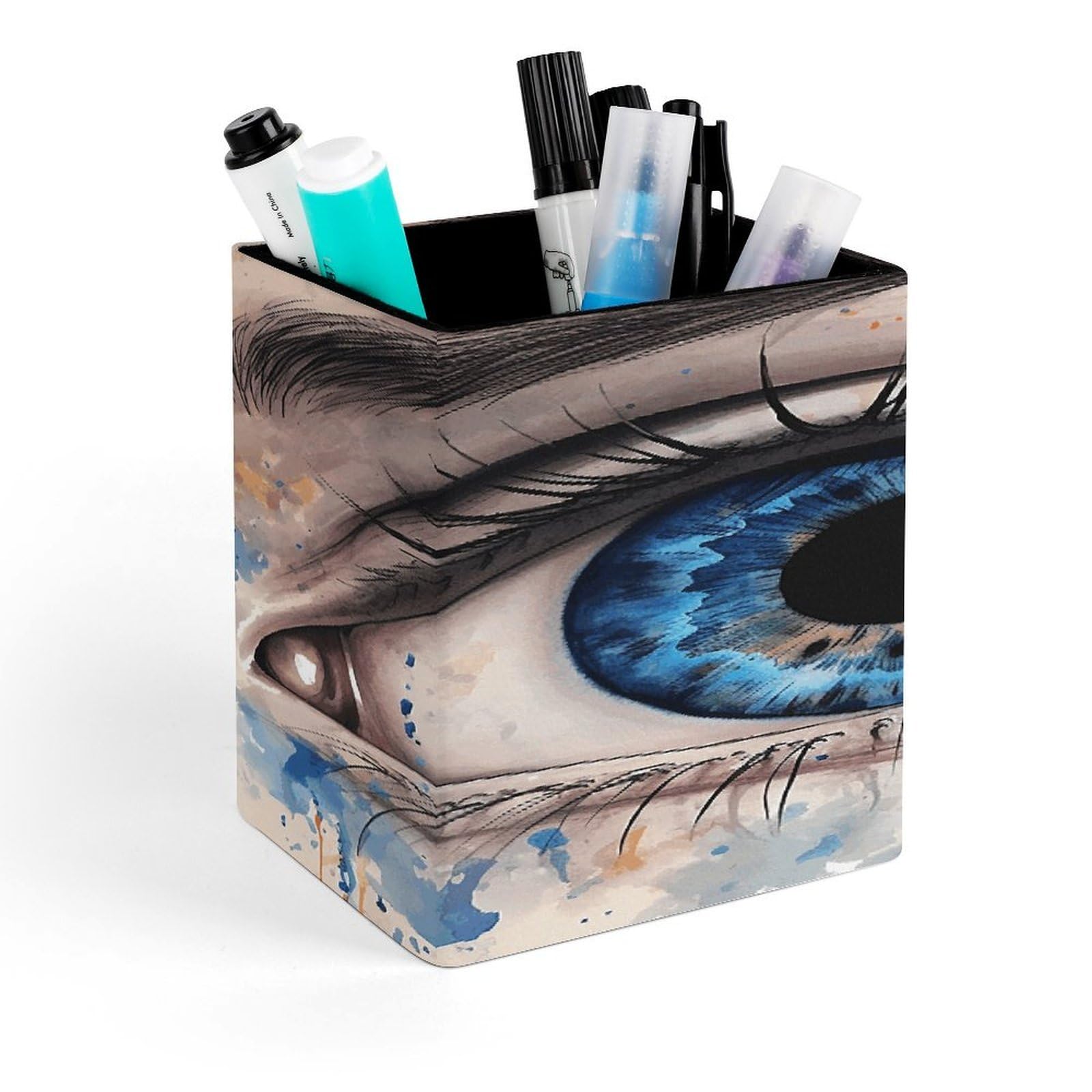 LZQPOEAS Blue Eye Pen Holder Modern Design Desktop Stationery Organizer Simple&Modern Minimalist Makeup Organizer Multi-Functional Pencil Holder for Office Home