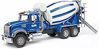 Bruder 02814 Mack Granite Concrete Mixer Truck 1:16 Scale - Realistic Rotating Drum, Durable ABS Toy for Kids 3+ Indoor/Outdoor Play