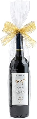 Miniatura 6 de Purple Q Crafts Bolsas de celofán transparentes para botellas de vino de 6 x 18 pulgadas, bolsas de celofán con 50 lazos dorados de 4 pulgadas