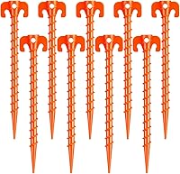 Vista 1 de 15 Pack Plastic Spiral Tent Stakes - 10 Inch Heavy Duty Screw-in Sand Anchors Pegs - Windproof Plastic Ground Anchor Stakes for Secure Tents