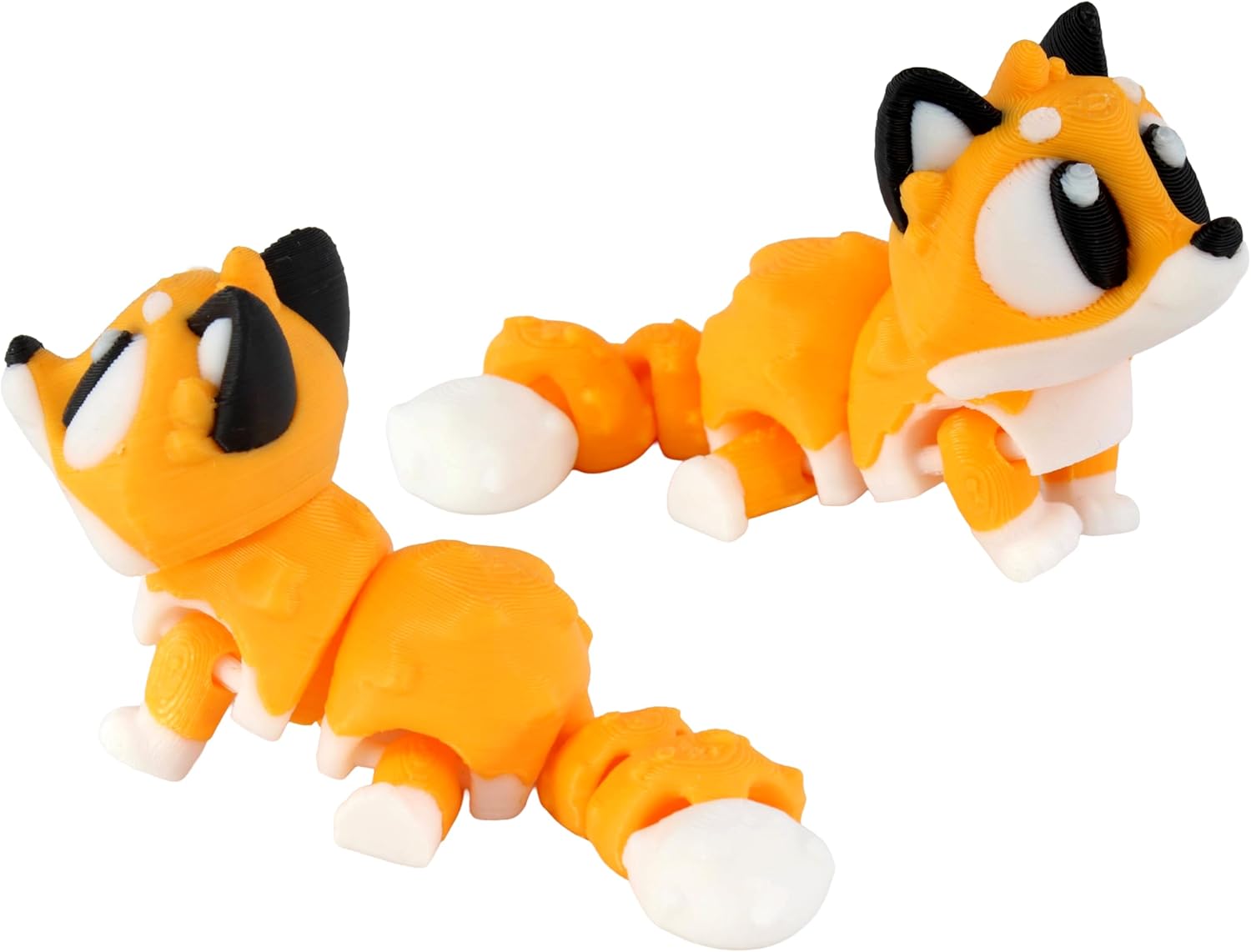 3D Printed Articulated Fox Fidget Toy 3 Pack – Flexible Cute Animal Desk Decor, Adult Stress Relief Collectible – 3D Printed in USA