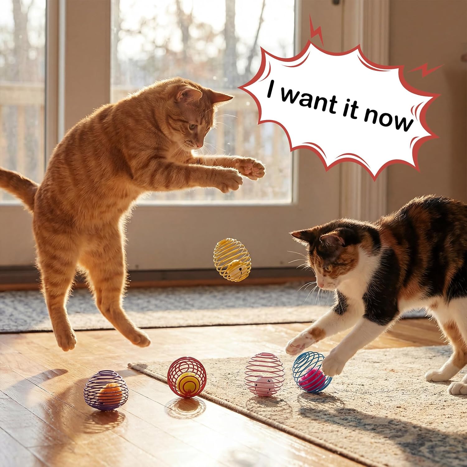 Jecery 5 Pcs Cat Toys Spring,Mouse and Bell,Multicolor image 5