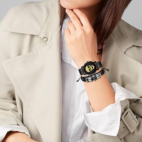 Miniatura 4 de Pulsera de reloj de cuero con calavera Reloj de pulsera gótico gótico para hombre Steampunk Goth para mujer