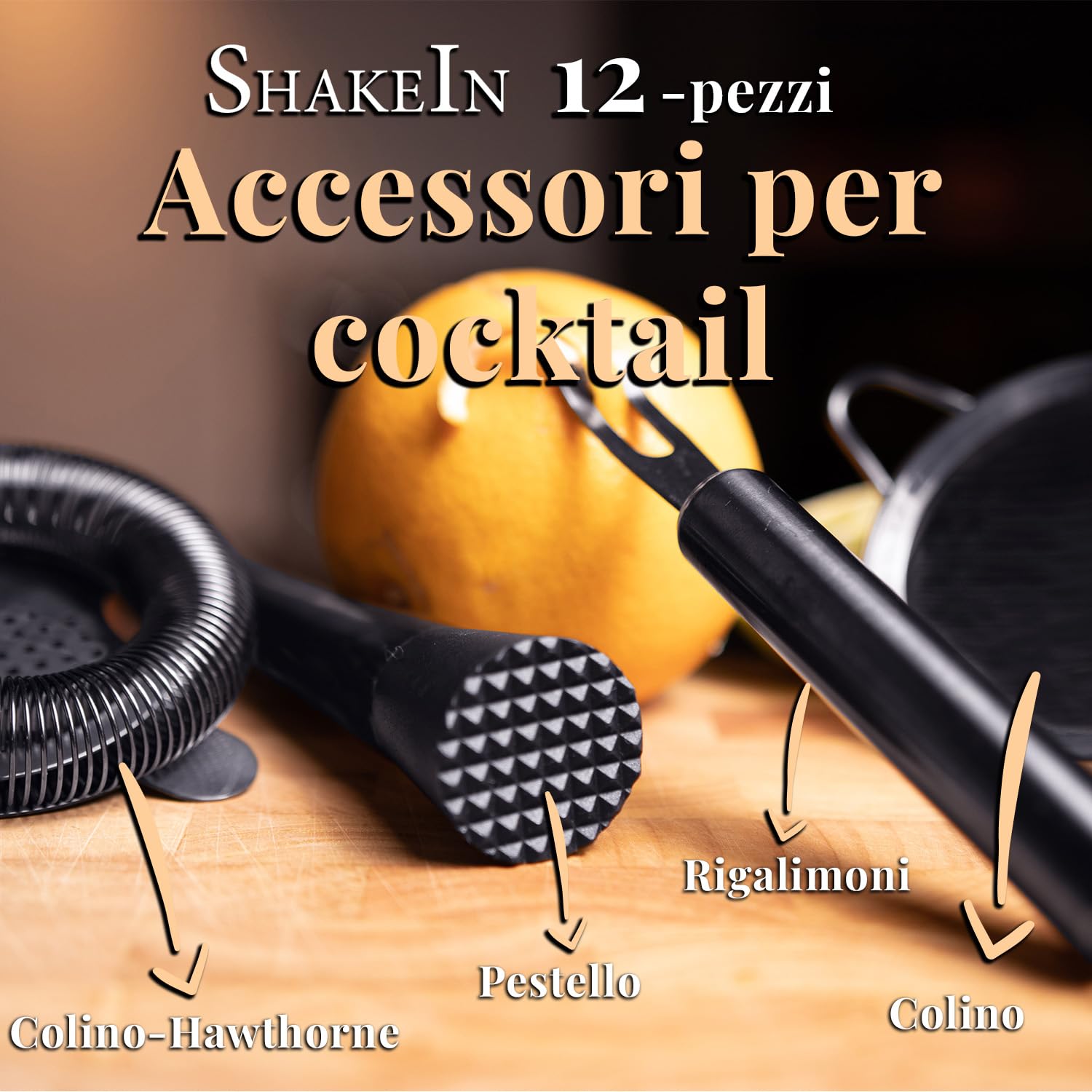 Set da cocktail 12 pezzi eleganti in Space Grey | Set di miscelazione per cocktail di grandi dimensioni | Boston Shaker da 750 ml in acciaio inossidabile | Set da barman | Accessori da bar