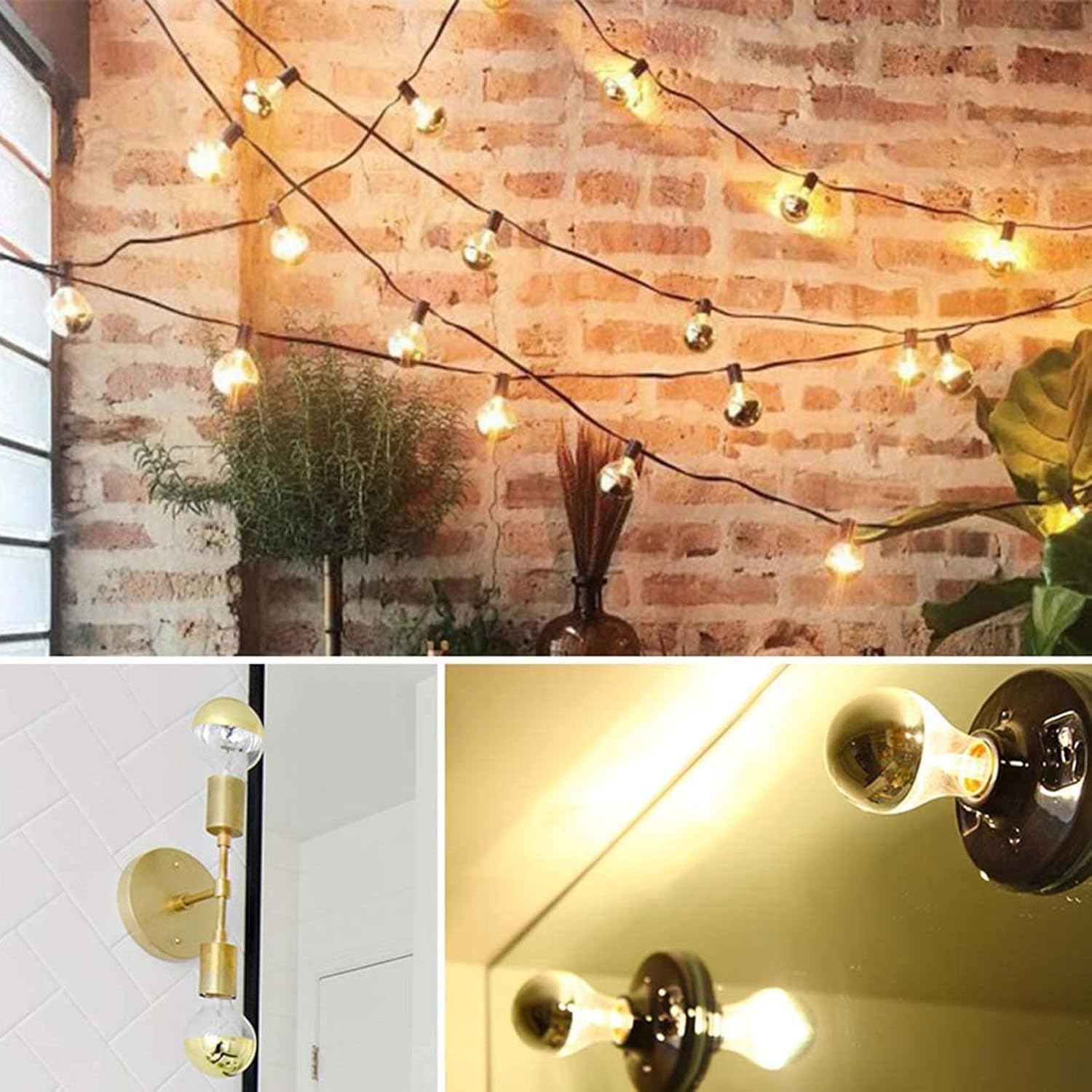 Lxcom Lighting A19 Half Chrome Light Bulb 4W Dimmable Gold Tipped Mirror Bulb 40W Equivalent Vintage Globe Bulbs Warm White 2700K Half Gold Reflected Light E26 E27 Base Decorative Edison Bulb, 4 Pack