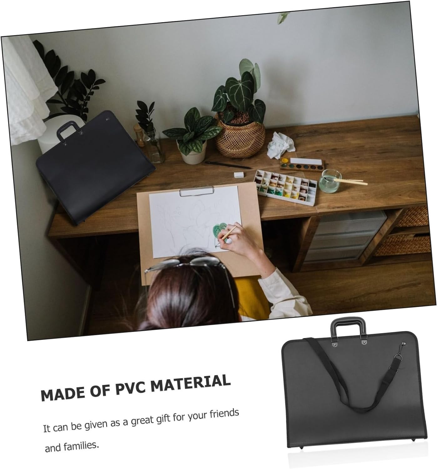 TEHAUX Artist Carrying Bag for Art Supplies Portfolio Multiple Pockets Zipper Protective Sketch Bag Handles for Drawing Boards Materials