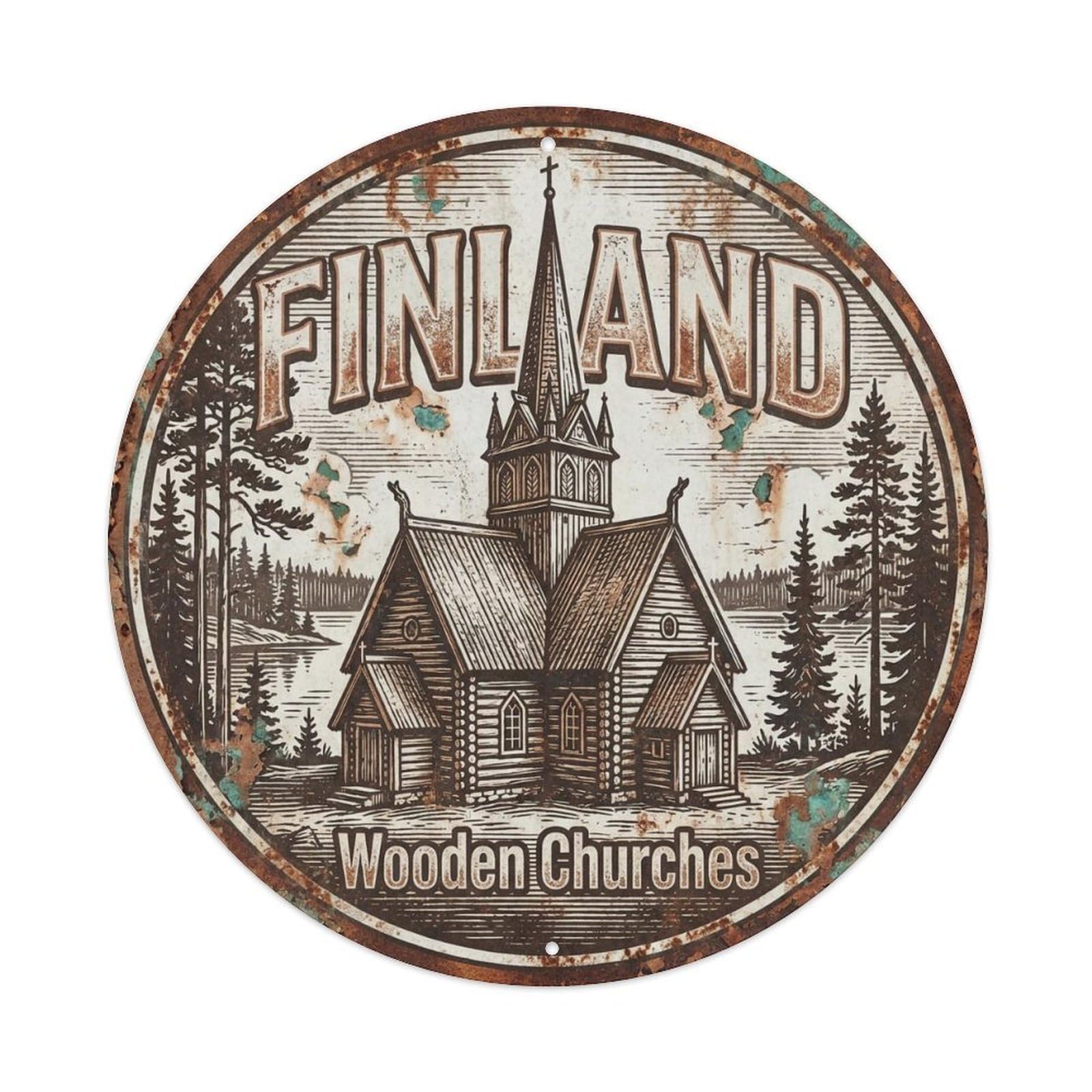 Vintage Travel Finland Stunning Vintage Metal Tin Sign Plaque