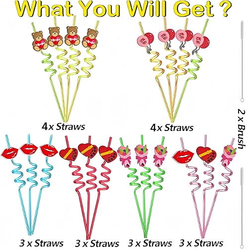 Miniatura 4 de MEAXUR 24 piezas de globos de chocolate rosa con patrón de globos de chocolate rosa, pajitas rectas reutilizables, recuerdos de fiesta, suministros