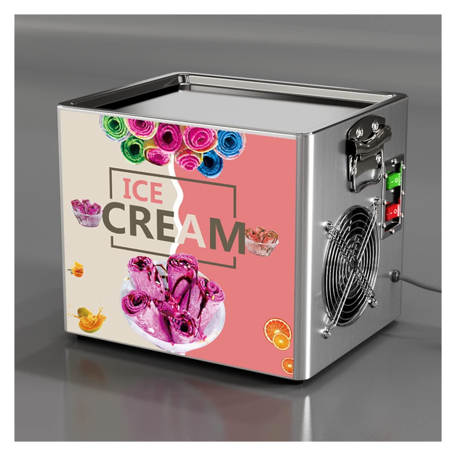 HCZKIUJY Desktop Small Fried Ice Cream Roll Machine Household Portable Yogurt Slushie Makers 330W Fast Cooling DIY & Tools