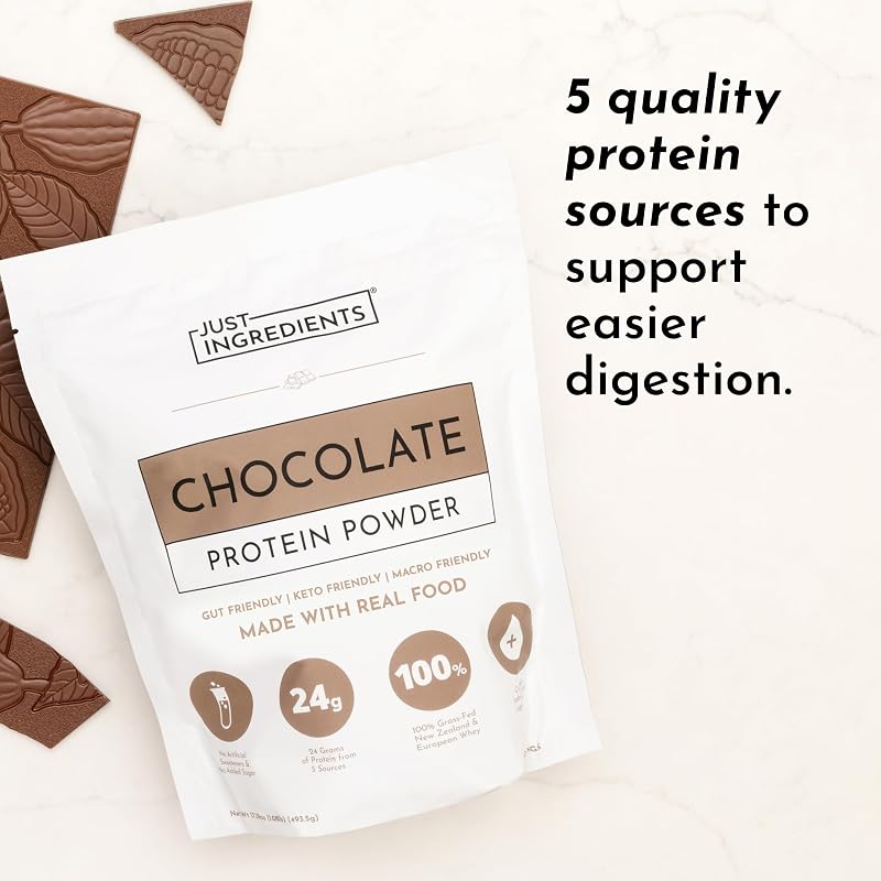 JUST INGREDIENTS Chocolate Protein - Grass-Fed Whey - 15 Servings 24g image 3