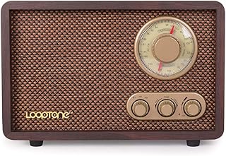 LoopTone FM AM Radio Retro Wood Radio with Bluetooth Play Mp3 and Antenna Built in Speaker for Kitchen Living Room Coffee