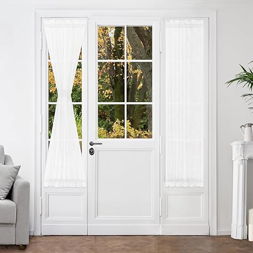 HOMEIDEAS Cortinas para ventana de puerta lateral con bolsillo para barra para ventana pequeña, cortina de luz lateral filtrante de luz para puerta