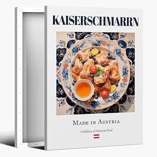 Colorful Kitchen Food Canvas Wall Art Prints Trendy Kaiserschmarrn Pictures Retro Minimalist Austrian Dessert Posters for Dining Room Kitchen Wall Decor 8x12inch Framed