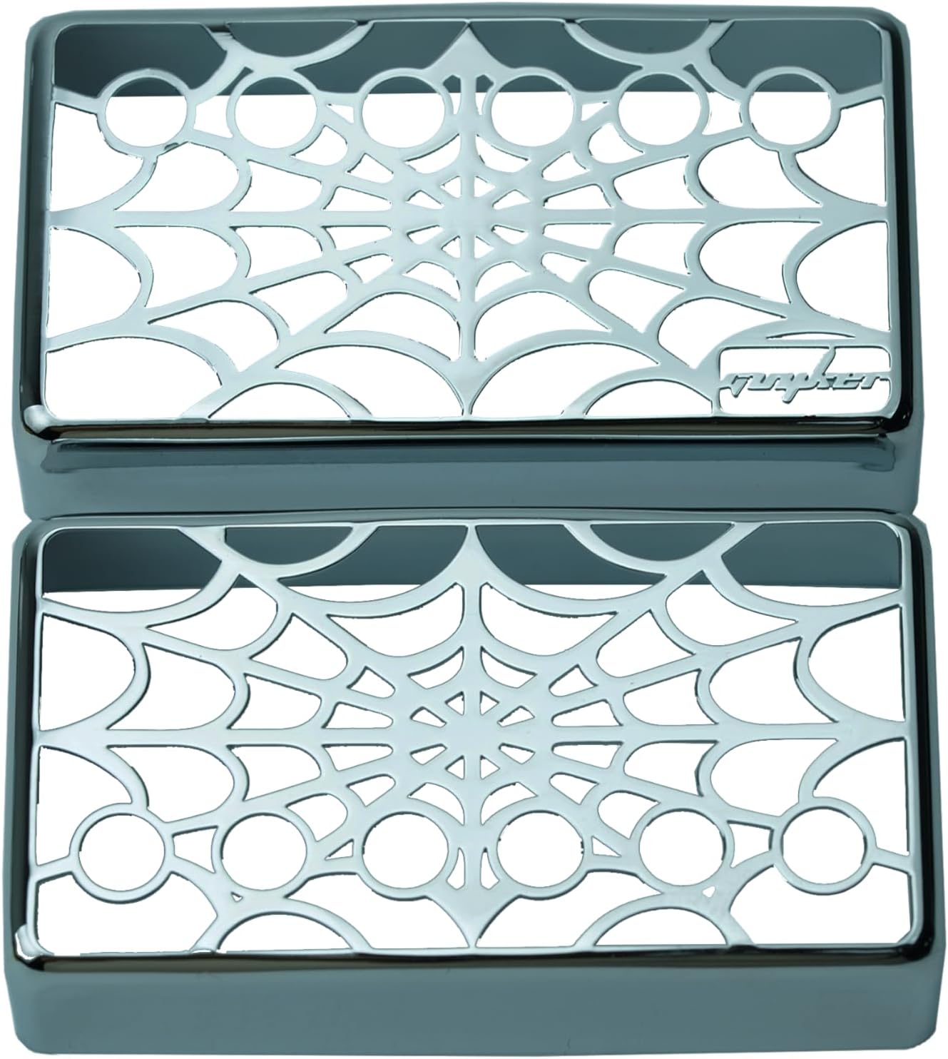 Guyker Humbucker Pickup Cover (50mm and 52mm Pole Spacing), Cupronickel Bridge & Neck Spider Web Hollow Design Pickup Frame Set Replacement for Les Paul LP Style Electric Guitar(PC009, Chrome)