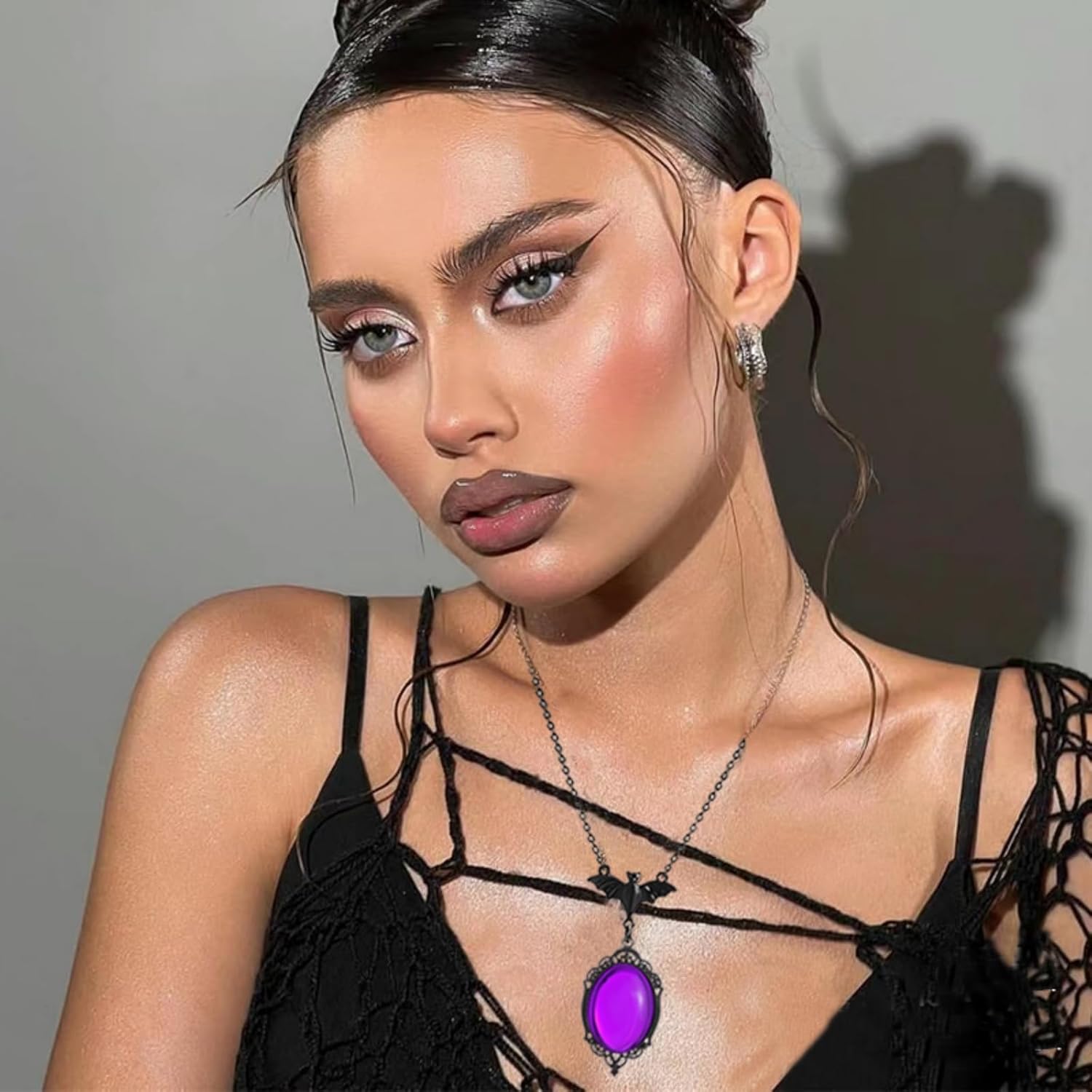 WCRAZYE Gothic Bat Pendant Necklace for Women Halloween Victoria Emboss Cameo Necklace Dark Vampire Necklace Witch Jewelry Accessories - Image 5