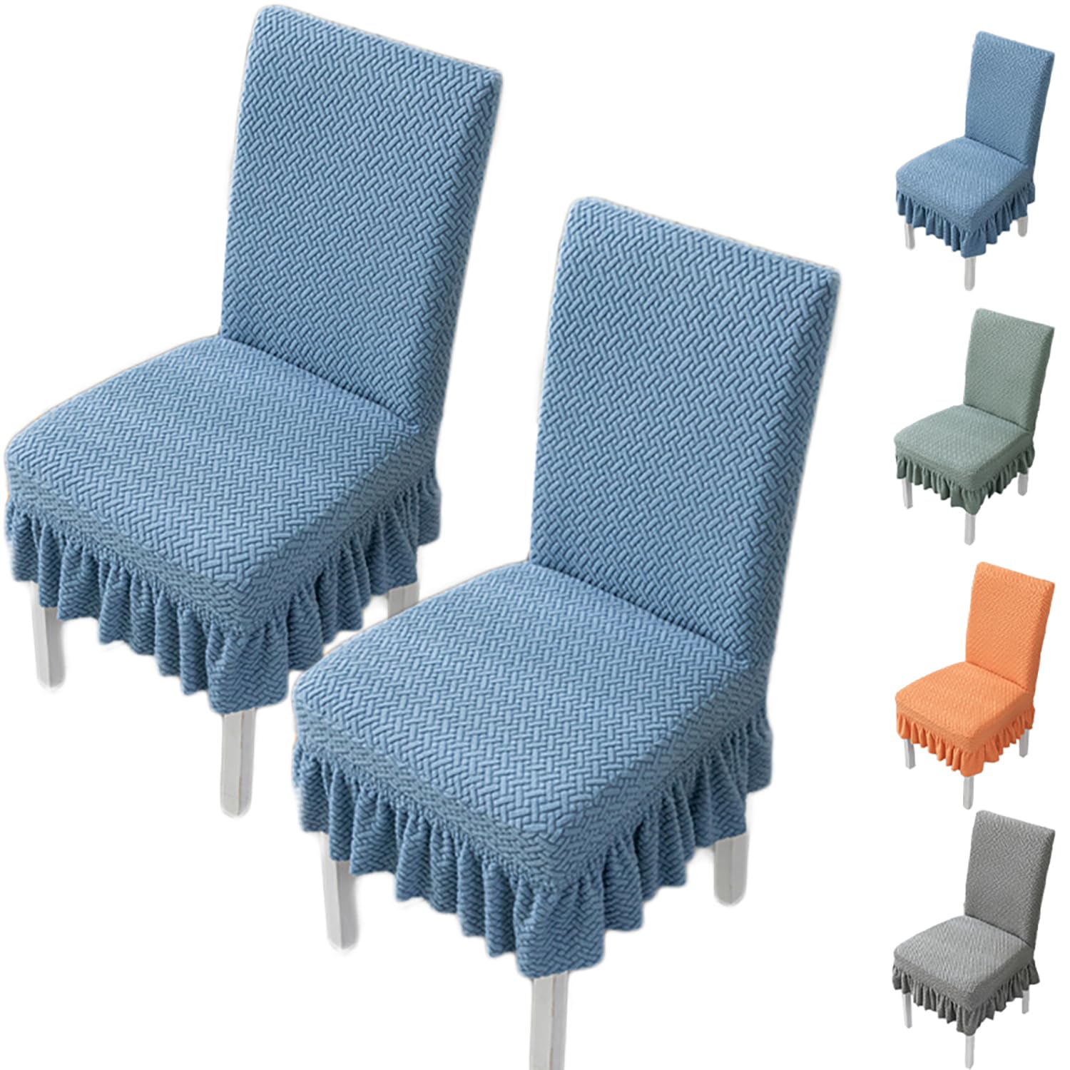 Housse de chaise salle à manger en tissu lourd et finitions drapées haut de gamme