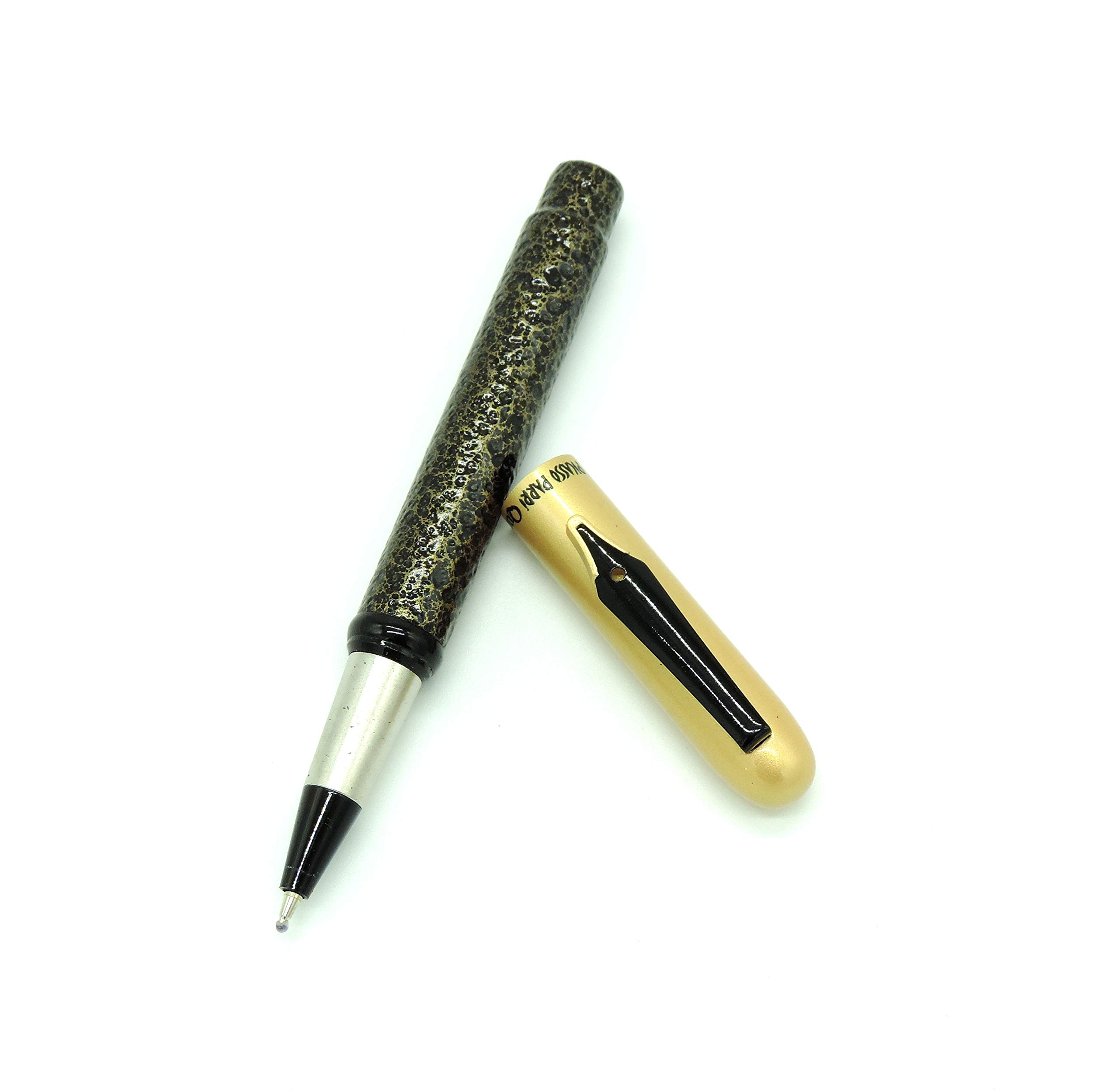 Epraiser Brass Made Hammertone Cobra Black with Gold Cap Antique Designer Roller Ball Pen