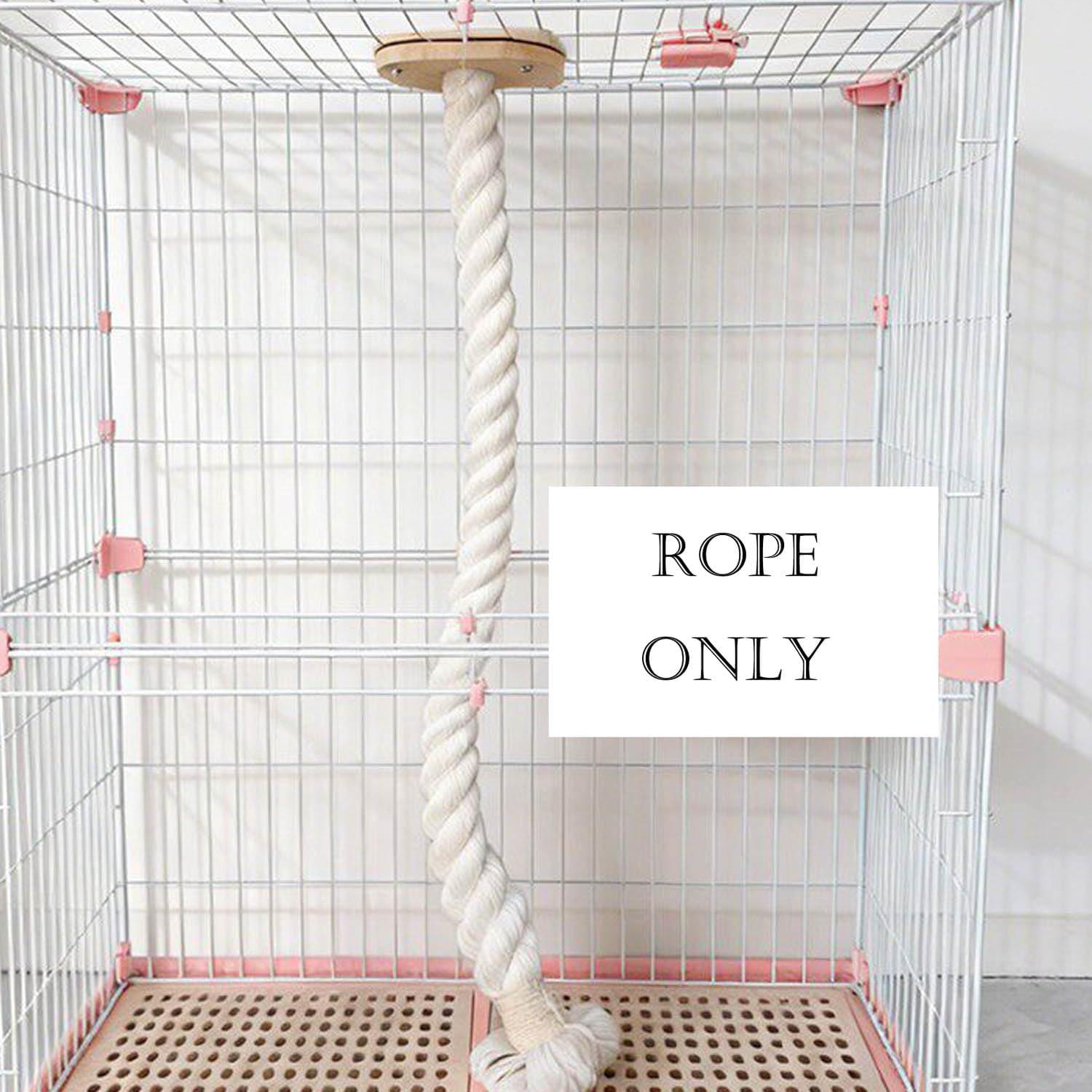 39" Cat Cage Climb Rope - Claw Scratching Heavy-Duty Cage Top Mounted Cat Scratch Toy Cats Cage Hanging Climbing (39", Rope)