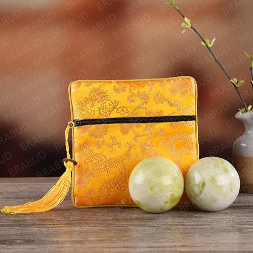 Miniatura 4 de Bolas de ejercicio de estrés de salud verde claro de mármol chino Baoding Colección artesanal 2 ''