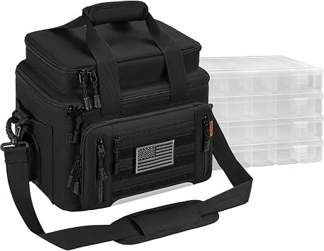 Fishing Tackle Bags with 4 * 3600 Tackle Trays & Strap Black