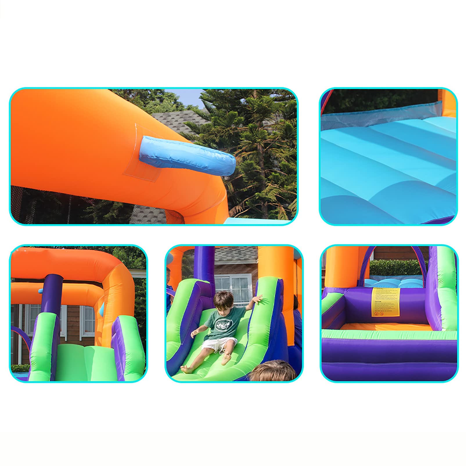 Castillo hinchable, Castillo inflable 4 en 1 con tobogán, parche y estacas