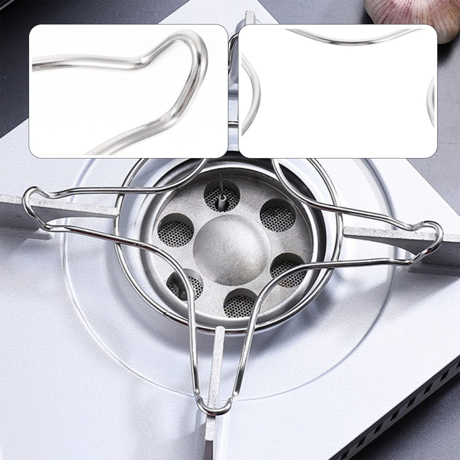 4 Supporti Universali Per Fornello A Gas - Riduttori Antiscivolo A Stella In Ferro Galvanizzato, 14x14 Cm, Lavabili In Lavastoviglie - 2