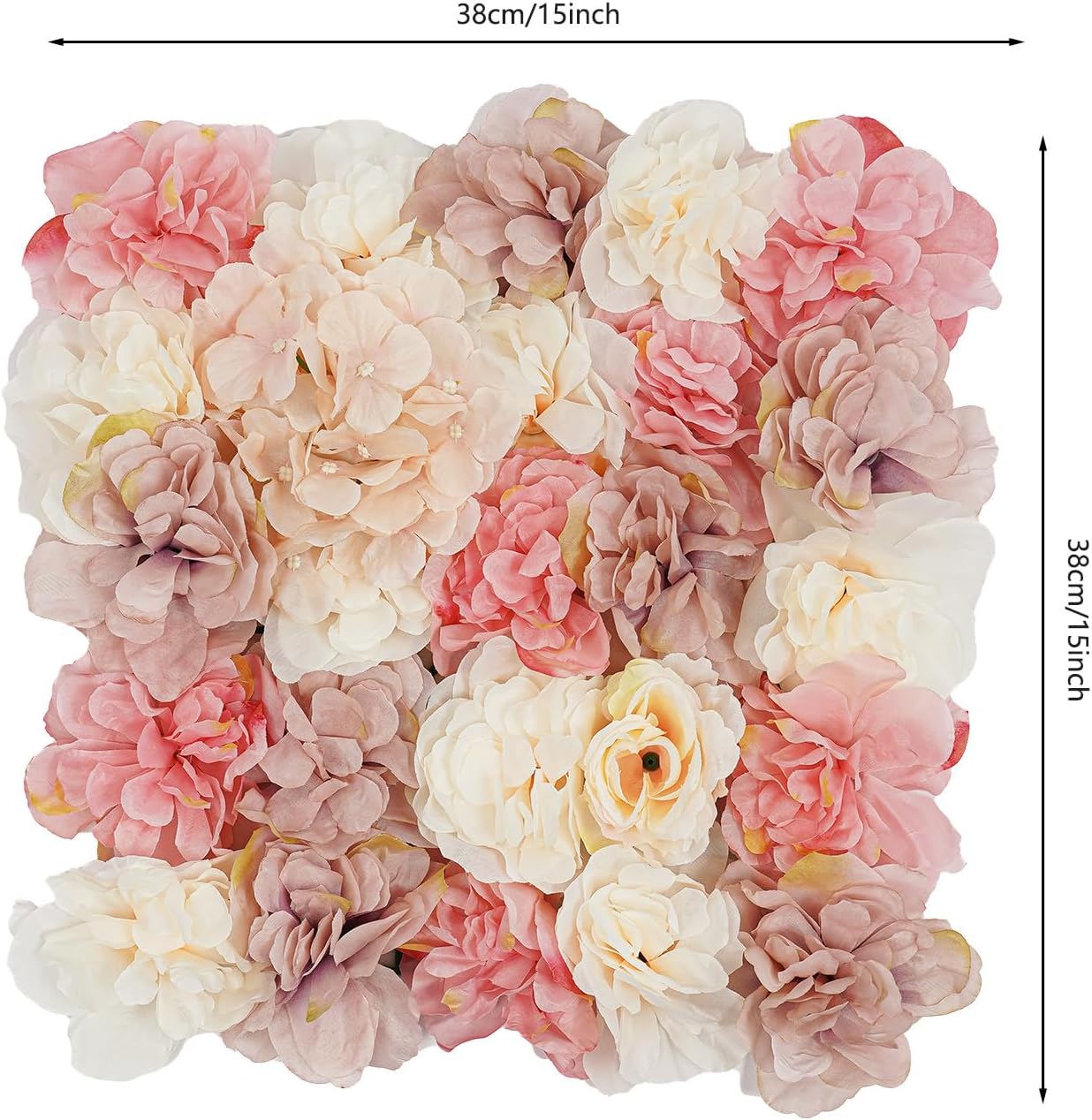 12Pcs Artificial Flower Wall Panel 3D Floral Backdrop Walls15 X 15" Flower Wall Decor Panel Flower Backdrop for Party Home Background Decor-Champagne, White, Pink