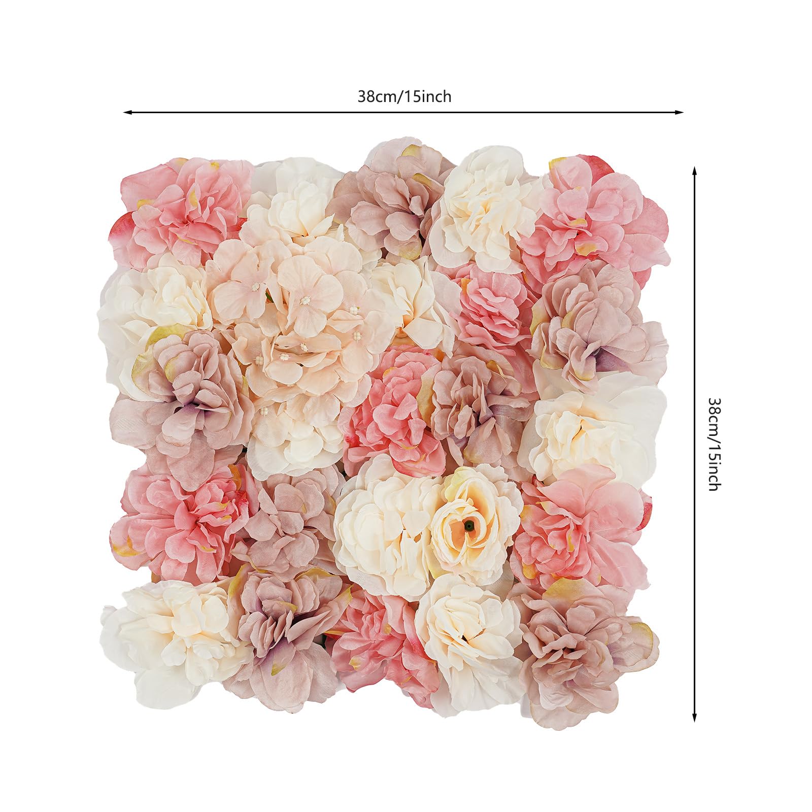 Blumenwand Hintergrund12 Stück künstliche Blumenwand 38 × 38 m kunstvoll gestaltete Blumenwandpaneele Hochzeiten Verlobungen Jubiläumsfeiern Dahlien Rosen (Herbstfarbene)