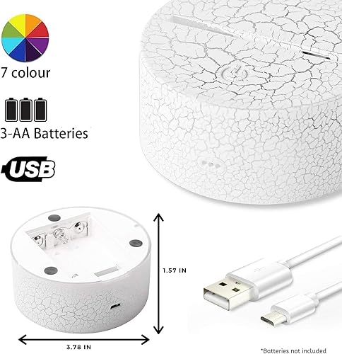 Miniatura 8 de GETI 3D LED UFO Alien Grey Night LightSpace Solar System Crack Base 7 Touch Color USB Cable Batería Mejor para regalos, Navidad Niños y Adultos
