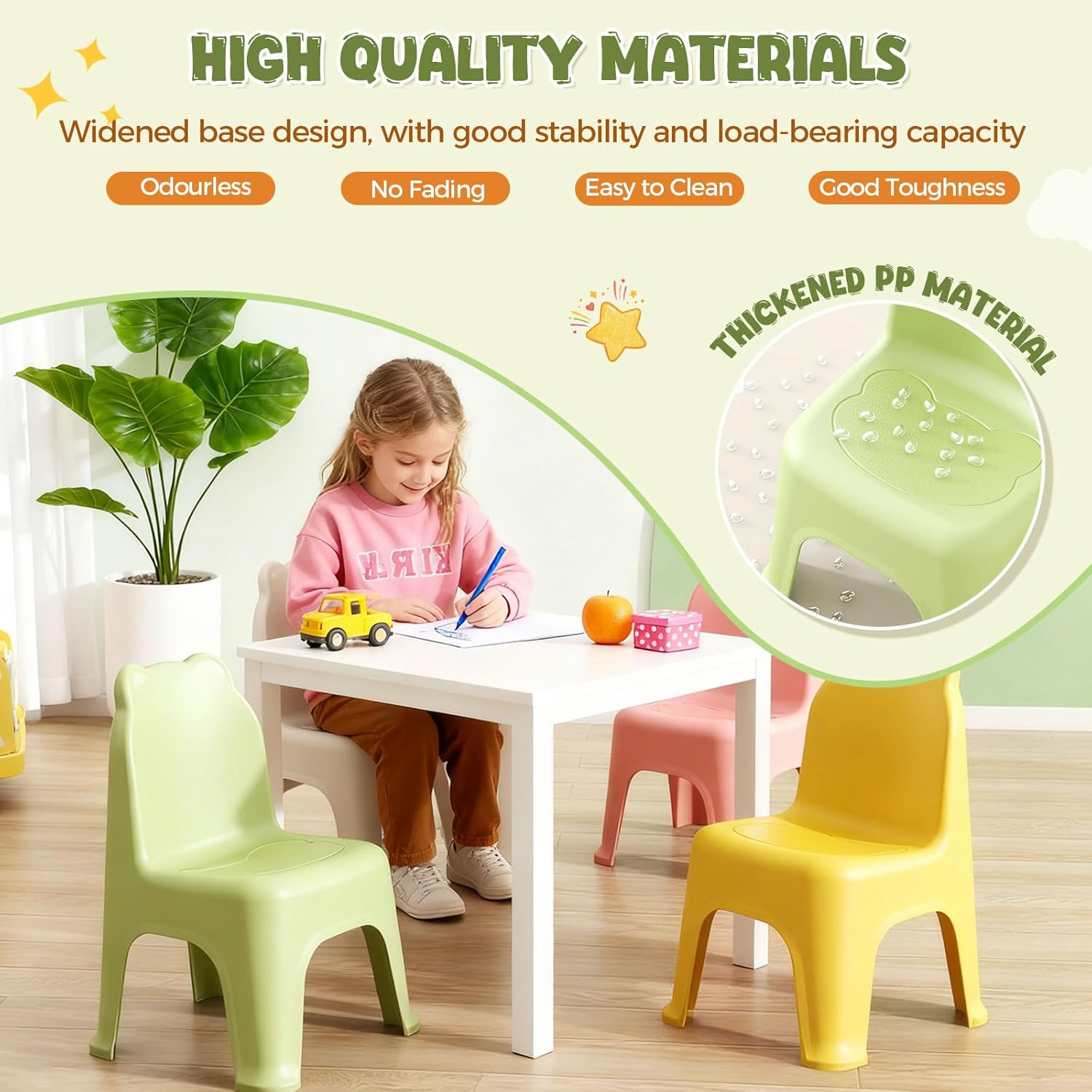 wanan 11”Stackable School Chairs, 6Pcs Kids Plastic Classroom Chairs for Toddlers, Colorful Preschool Chairs for Classroom, Daycare, Children's Room, Playroom (Rainbow, 6PCS)